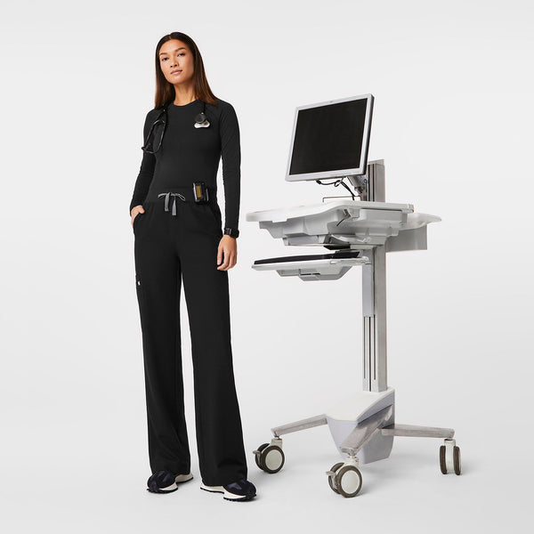 women's Black Isabel High-Rise Wide-Leg - Tall Scrub Pant