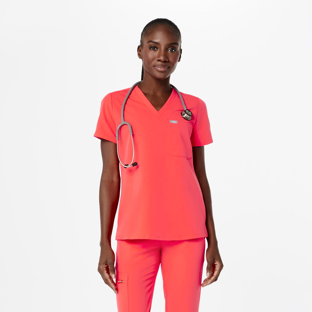 women's Fiery Coral Catarina Scrub Top™ (3XL - 6XL)