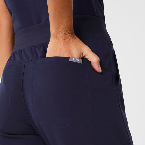 women's Navy Isabel High-Rise Wide-Leg - Petite Scrub Pant
