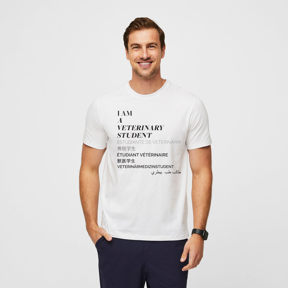 men's White Veterinary Student - Short-Sleeve Underscrub
