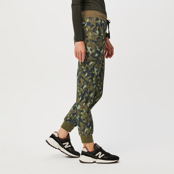 women's Camo Martini Olive Zamora™ FREEx™ - Petite Jogger Scrub Pant