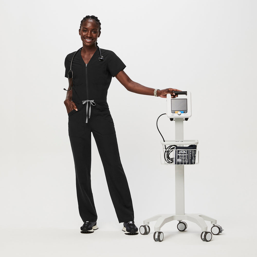 women's Black Catarina Straight-Leg - ScrubJumpsuit™