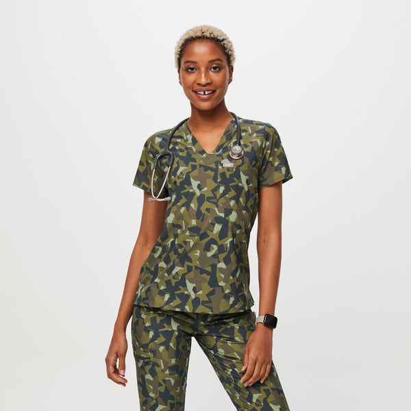 women's Camo Martini Olive Catarina™ FREEx™ -  Scrub Top