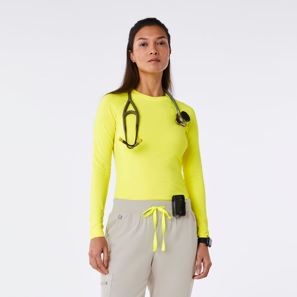 women's Neon Yellow Salta Seamless - Long-Sleeve Underscrub