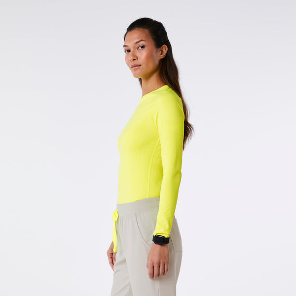 women's Neon Yellow Salta Seamless - Long-Sleeve Underscrub