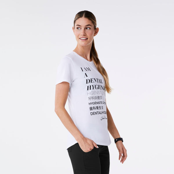 women's White Dental Hygienist - Short-Sleeve Underscrub