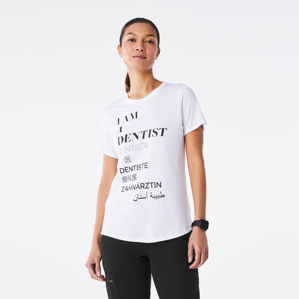 women's White Dentist - Short-Sleeve Underscrub