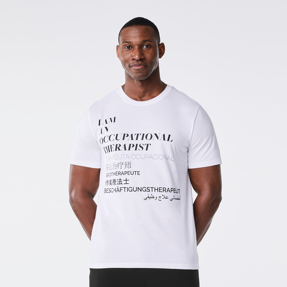 men's White Occupational Therapist - Short-Sleeve Underscrub