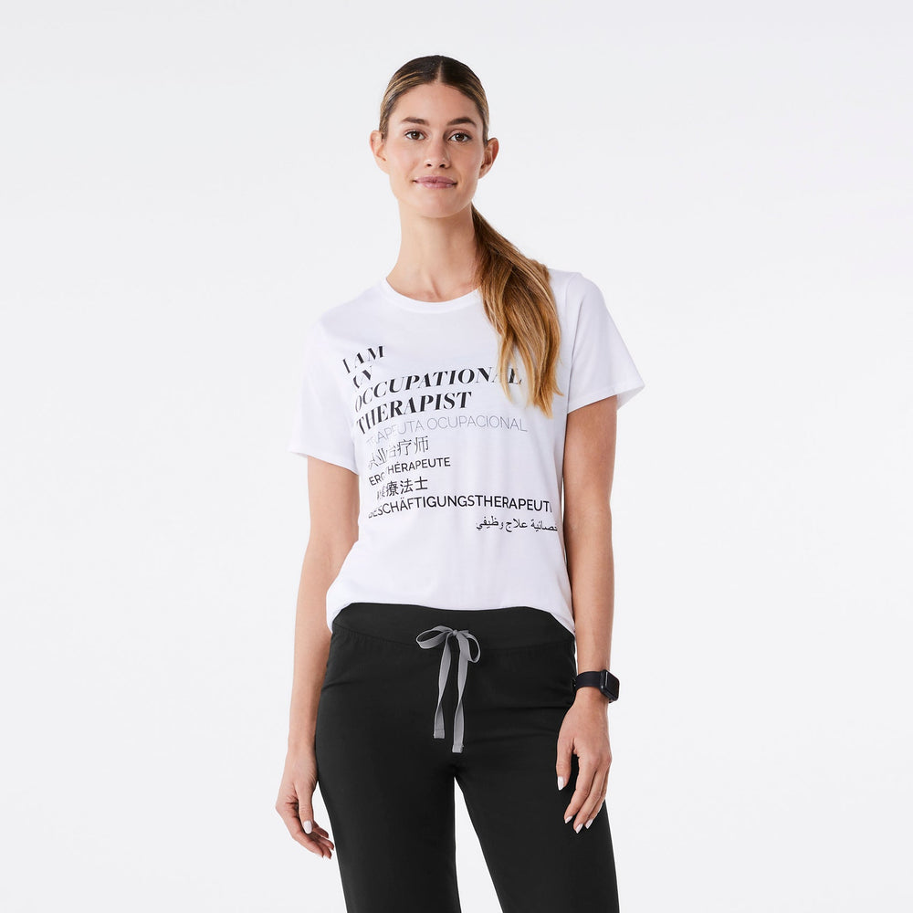 women's White Occupational Therapist - Short-Sleeve Underscrub