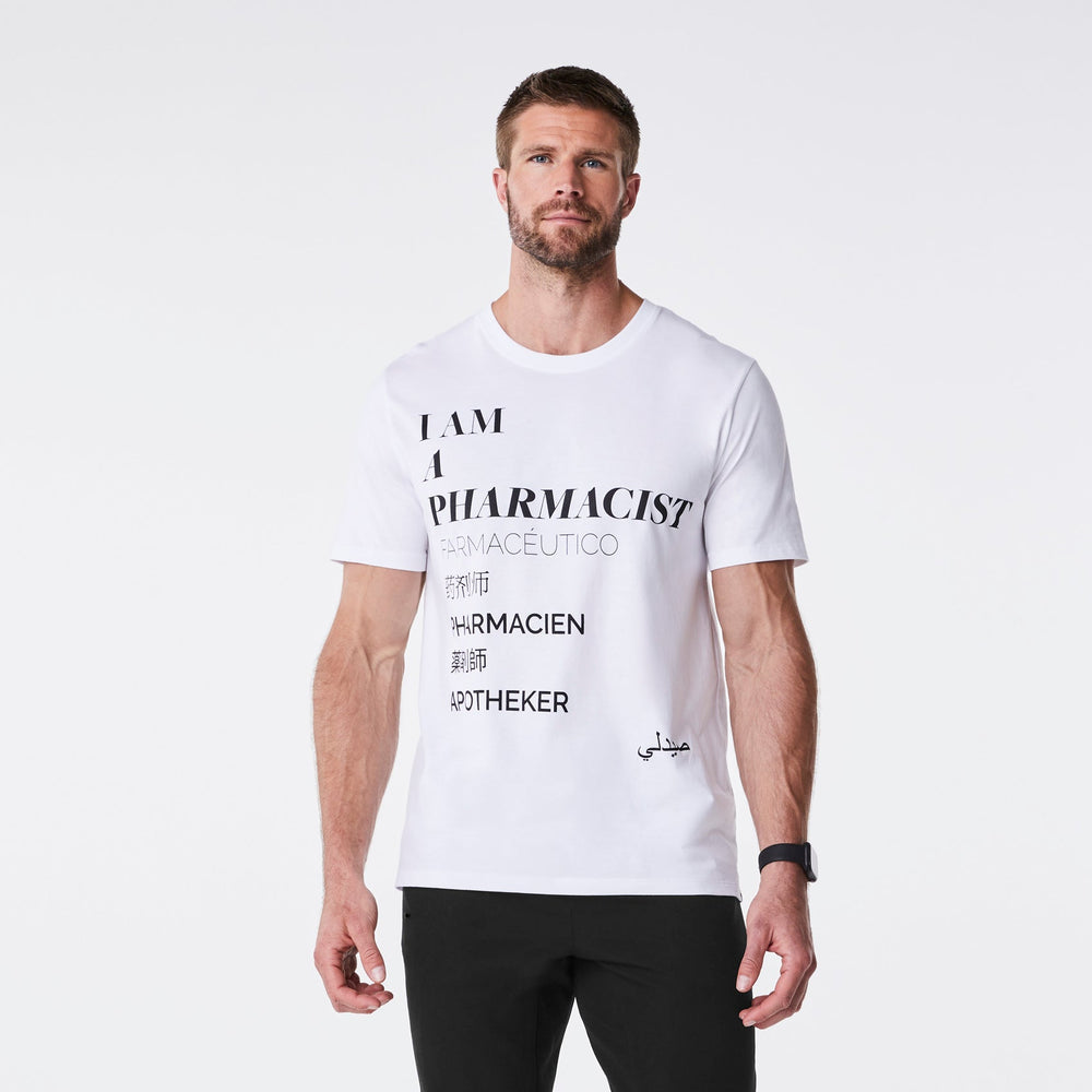 men's White Pharmacist - Short-Sleeve Underscrub