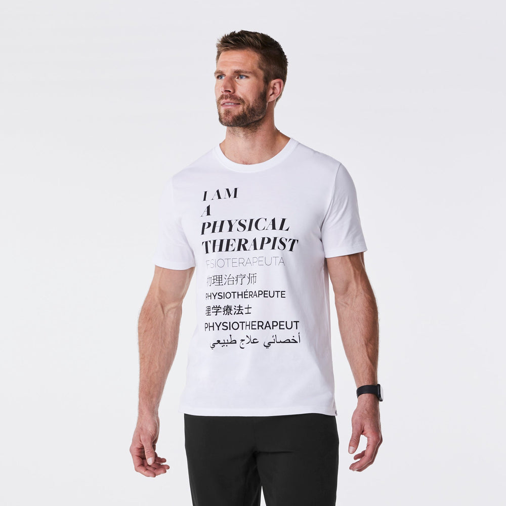 men's White Physical Therapist - Short-Sleeve Underscrub