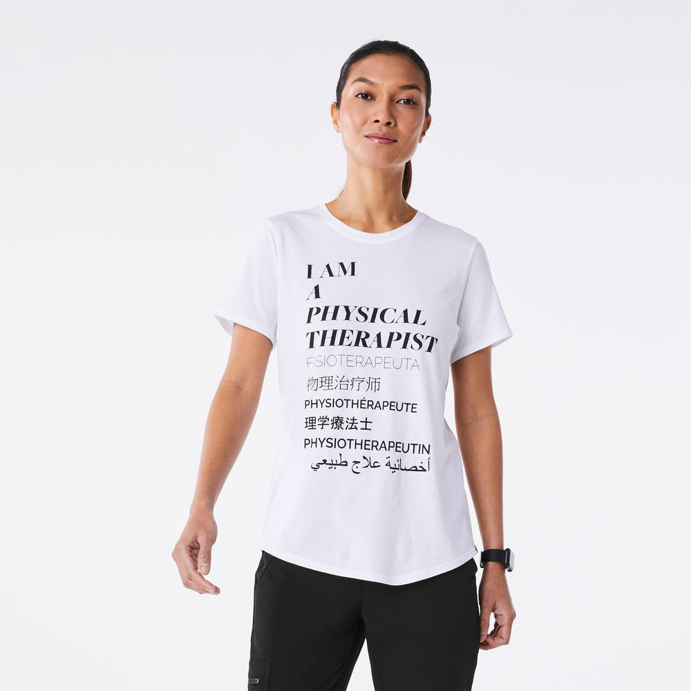 women's White Physical Therapist - Short-Sleeve Underscrub