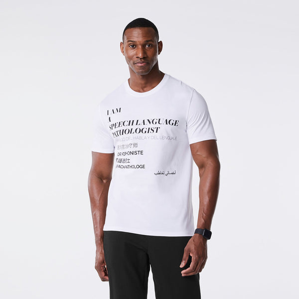 men's White Speech Language Pathologist - Short-Sleeve Underscrub