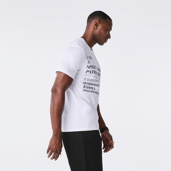 men's White Speech Language Pathologist - Short-Sleeve Underscrub