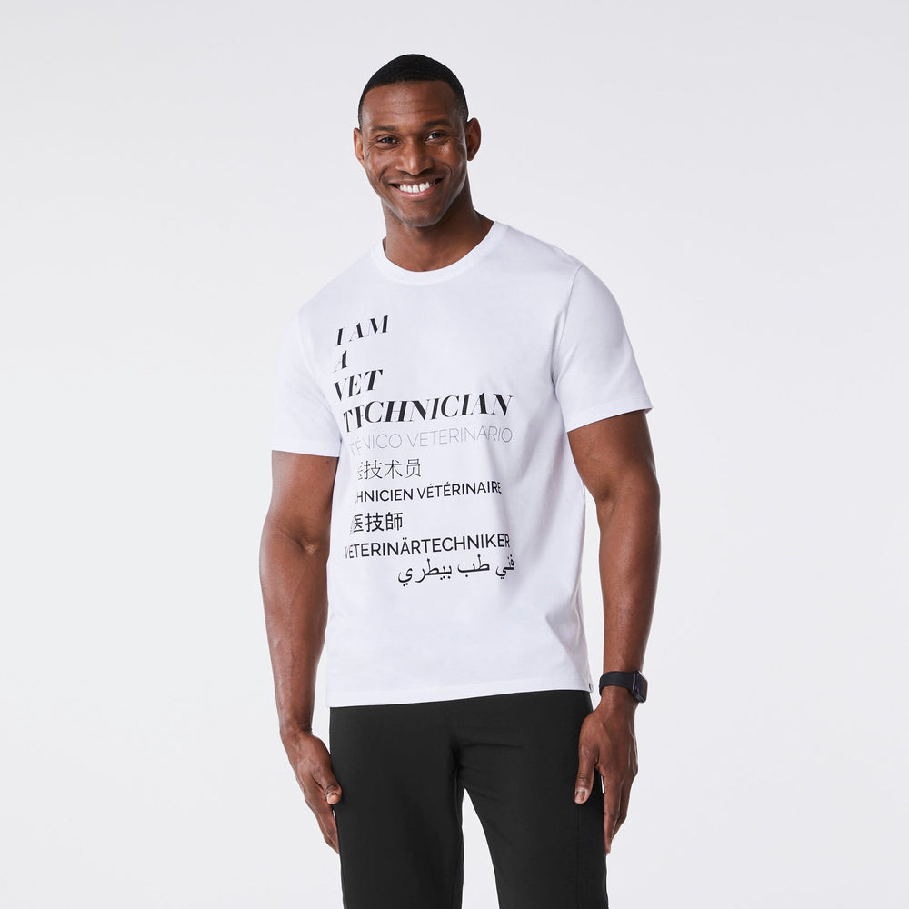men's White Vet Technician - Short-Sleeve Underscrub