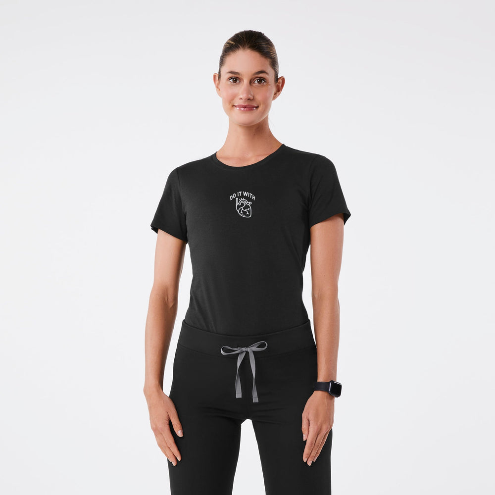 women's Black Anatomic Heart - Short-Sleeve Underscrub