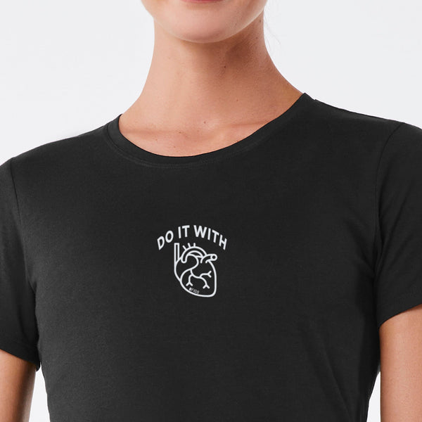 women's Black Anatomic Heart - Short-Sleeve Underscrub