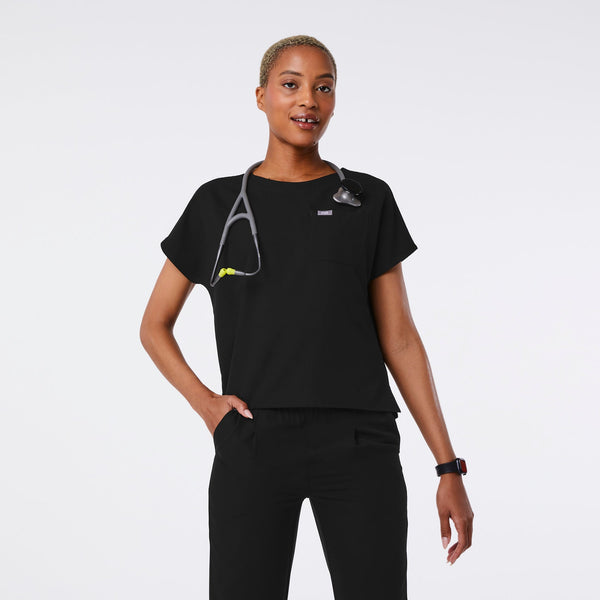 women's Black Arua Relaxed - Scrub Top