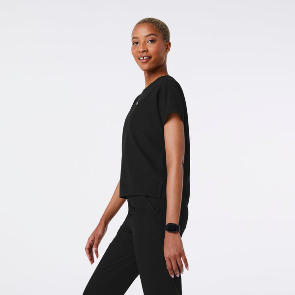 women's Black Arua Relaxed - Scrub Top