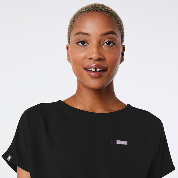 women's Black Arua Relaxed - Scrub Top