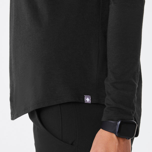 women's Black FIGS Logo Left Chest - Long-Sleeve Underscrub