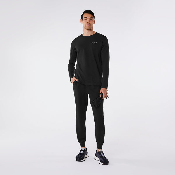 men's Black FIGS Logo Left Chest - Long-Sleeve Underscrub