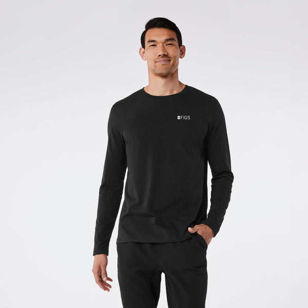 men's Black FIGS Logo Left Chest - Long-Sleeve Underscrub