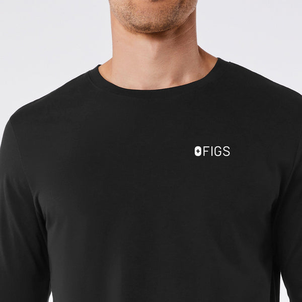 men's Black FIGS Logo Left Chest - Long-Sleeve Underscrub