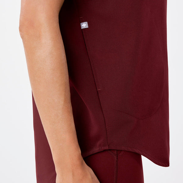 women's Burgundy Halle Short-Sleeve V-Neck Tunic - Scrub Top