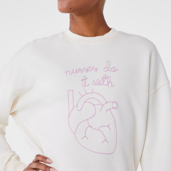 unisex Cream FIGS | Lingua Franca Nurses Do It With Heart - Sweatshirt