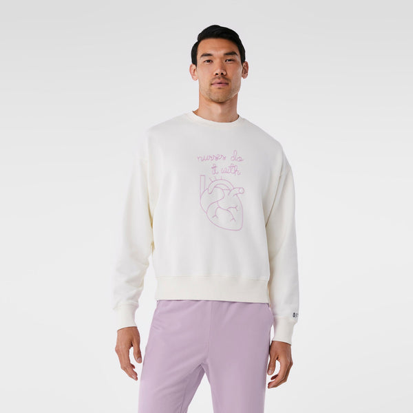 unisex Cream FIGS | Lingua Franca Nurses Do It With Heart - Sweatshirt