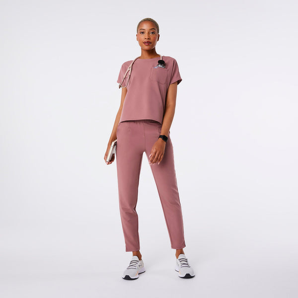 women's Mauve Arua Relaxed Scoop Neck - Scrub Top