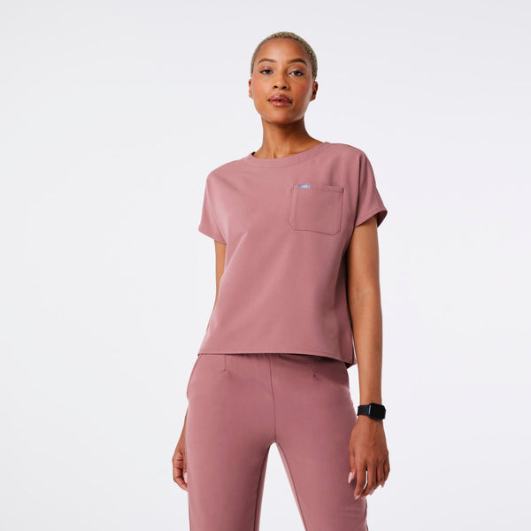 women's Mauve Arua Relaxed Scoop Neck - Scrub Top