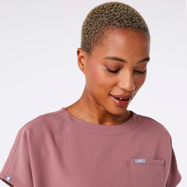 women's Mauve Arua Relaxed Scoop Neck - Scrub Top