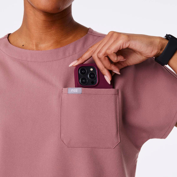 women's Mauve Arua Relaxed Scoop Neck - Scrub Top