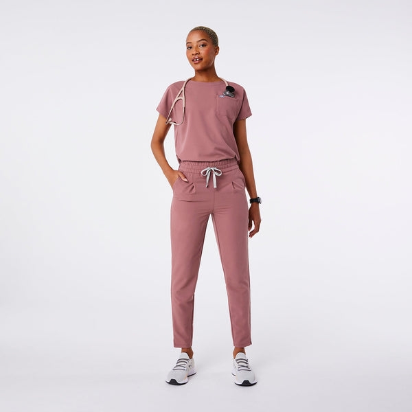 women's Mauve High-Rise Lille Tapered - Petite Scrub Pant