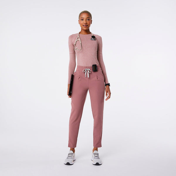 women's Mauve High-Rise Lille Tapered - Petite Scrub Pant