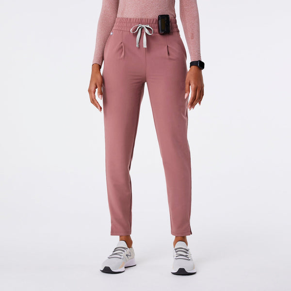 women's Mauve High-Rise Lille Tapered - Petite Scrub Pant