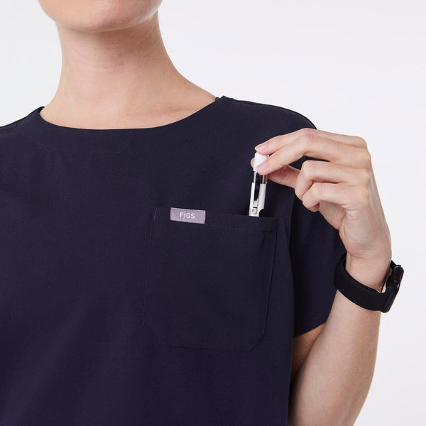 women's Navy Arua Relaxed - Scrub Top