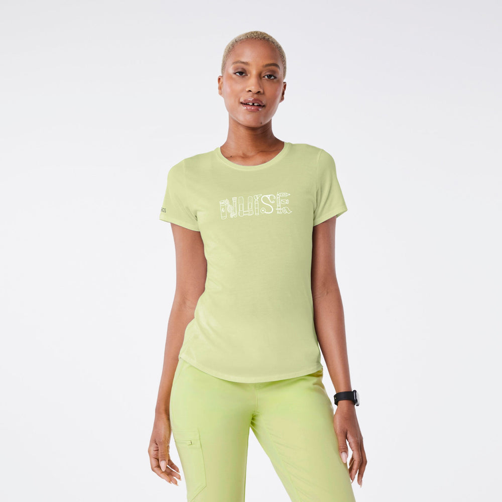 women's Sea Mist Nurse Doodle - Short-Sleeve Underscrub