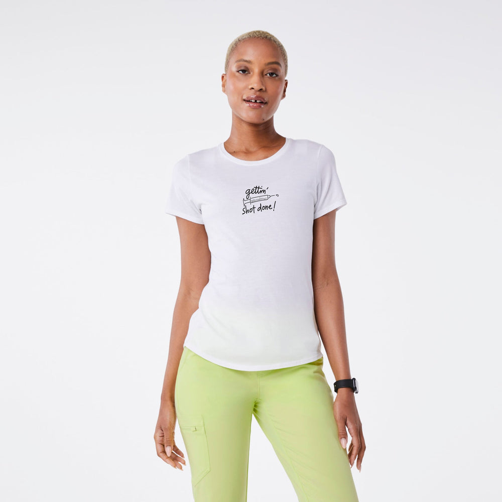 women's White Gettin' Shot Done - Short-Sleeve Underscrub