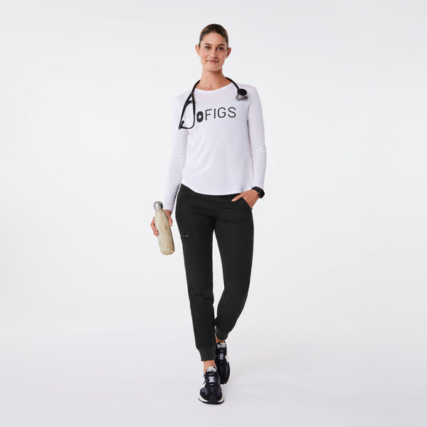 women's Bright White FIGS Logo - Long-Sleeve Underscrub