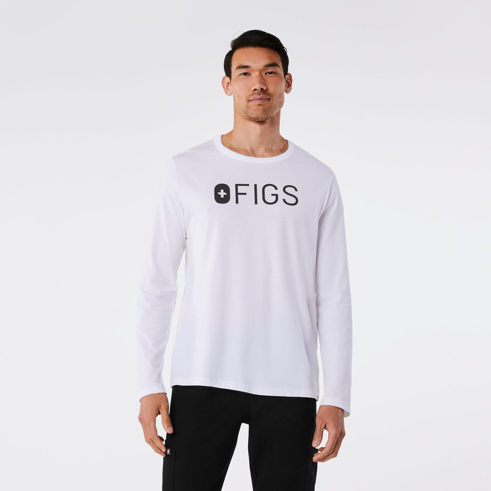 men's Bright White FIGS Logo - Long-Sleeve Underscrub