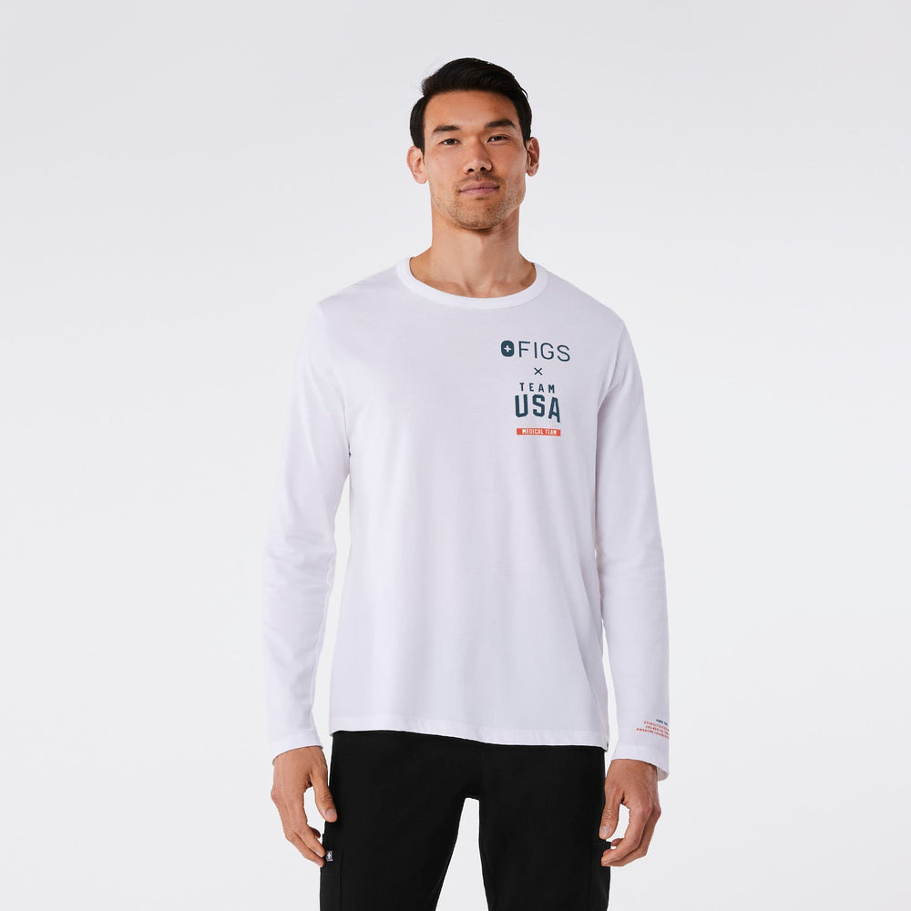 men's White FIGS x Team USA - Long-Sleeve Underscrub