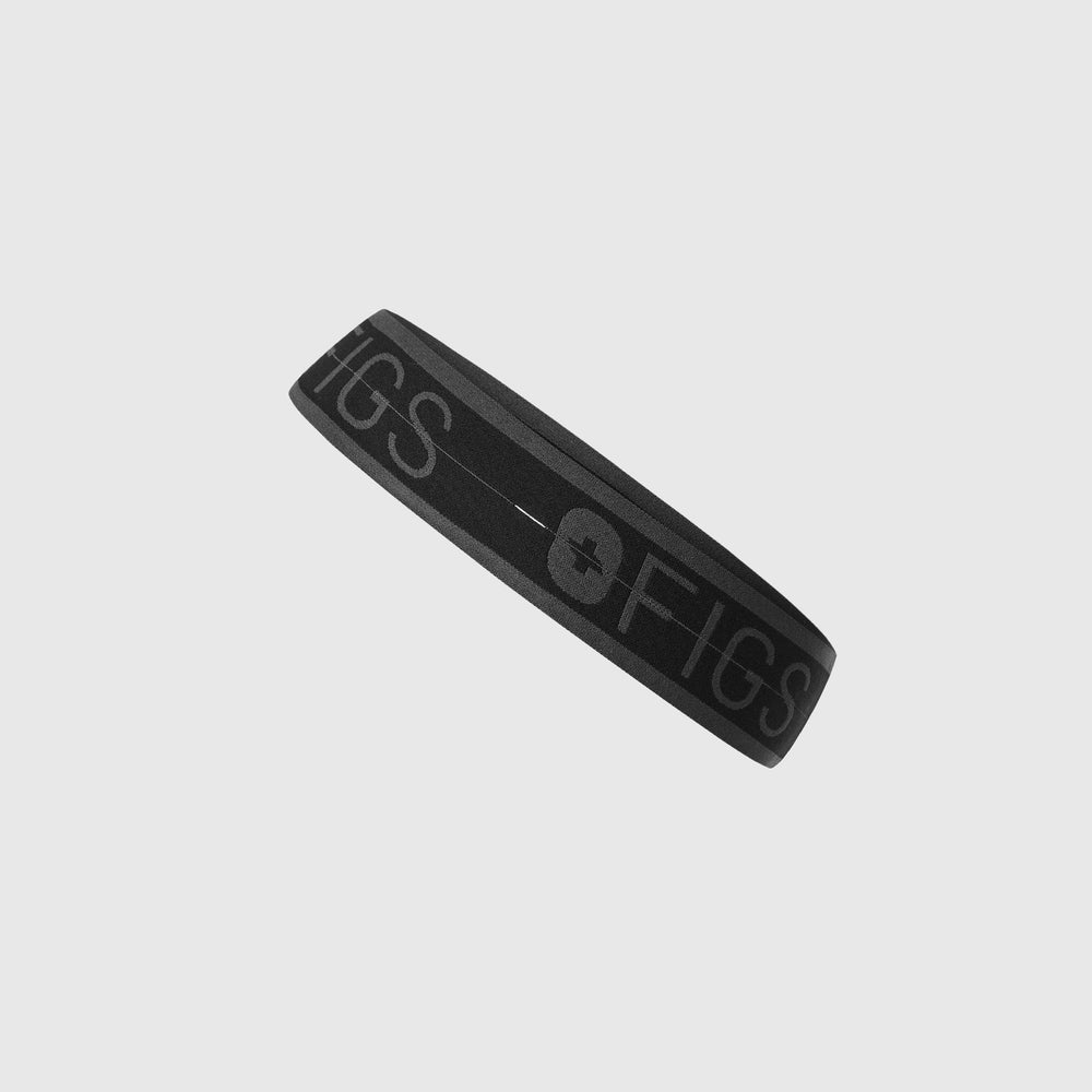 Black/Grey Elastic Headband With Buttonholes