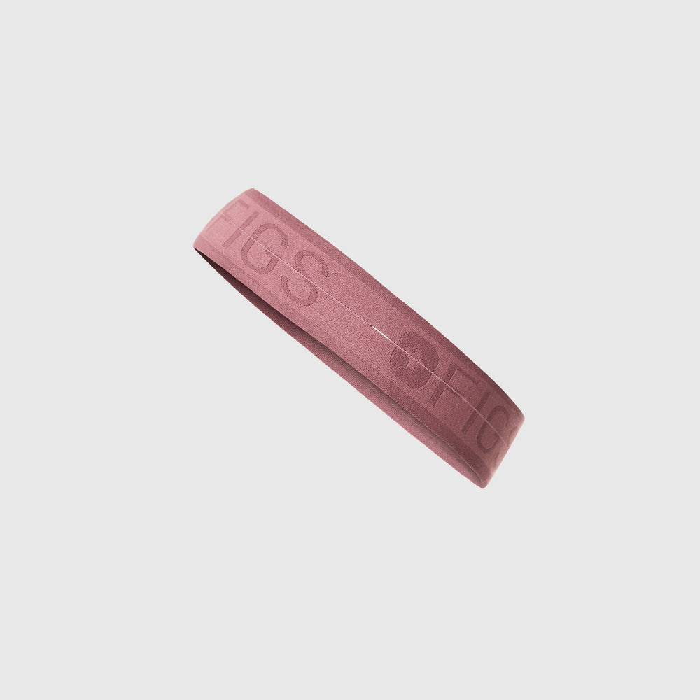 Mauve Elastic Headband With Buttonholes