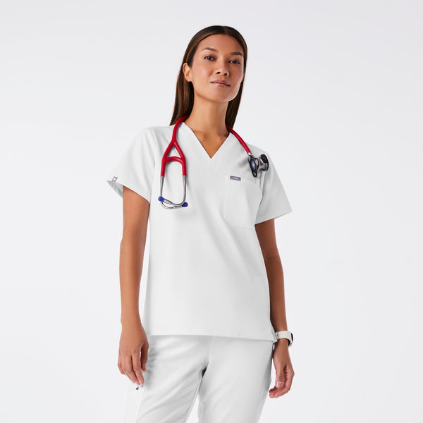 women's Optic White Catarina Petite -  Scrub Top™