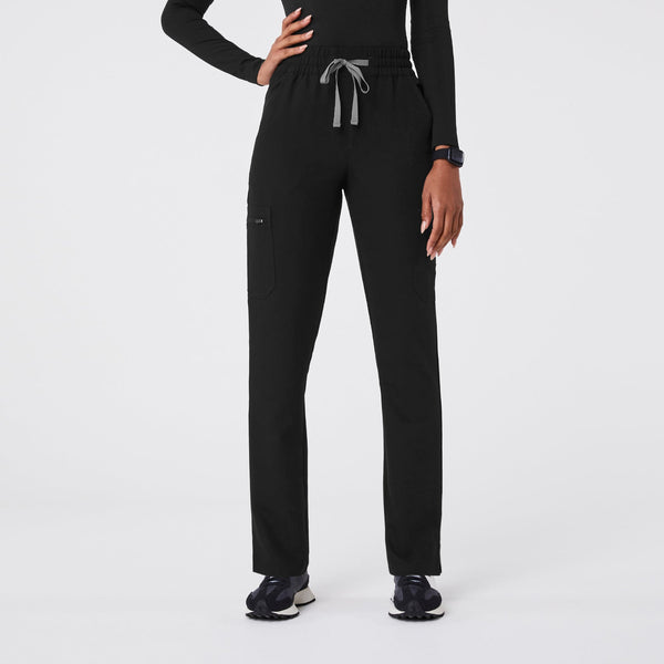women's Black Dowa High-Rise Straight-Leg - Petite Scrub Pant