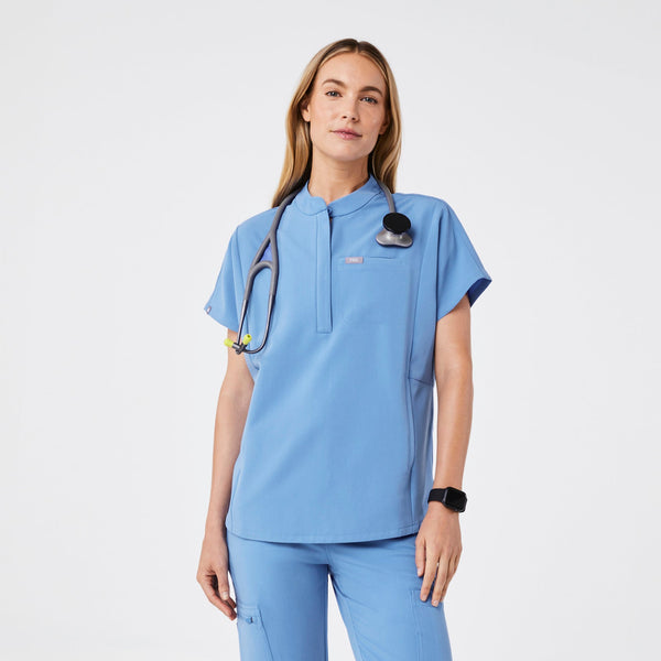 women's Ceil Blue Montex Relaxed Scrub Top