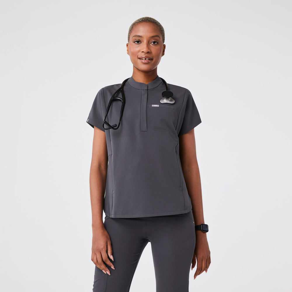 women's Charcoal Montex Relaxed Scrub Top